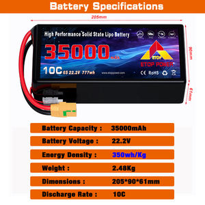 고성능 22.2V 35000mAh 스프레이어 드론 배터리 12S 44.4V 25C 14S 10C 리포 배터리 팩 VTOL RC 비행기 FPV UAV 드론용 - Product Image 4