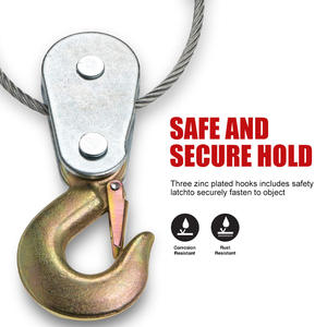 4 Tonnen manueller Drahtseil abzieher mit 2 Haken Hoch leistungs stahl winde für Anhänger, Reifens icherung und Konstruktion - Product Image 5