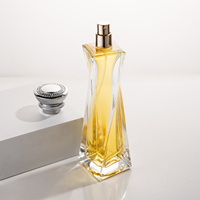 Botella de Perfume de Vidrio Vacía de Lujo de Alta Gama, Cilindro Transparente de 100 ml, con Pulverizador para Hombre, Tapa Única