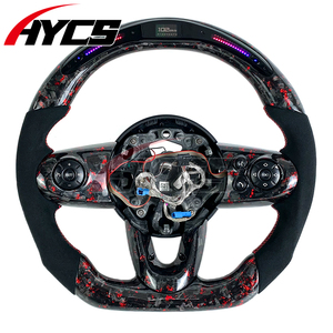 Accessoires de voiture pour BMW <span class=keywords><strong>Mini</strong></span> R56 F55 F56 <span class=keywords><strong>Cooper</strong></span> S <span class=keywords><strong>JCW</strong></span> R50 F57 R57 R55 F60 F54 <span class=keywords><strong>Volant</strong></span> en fibre de carbone forgée avec LED et indicateur de régime - Product Image 1