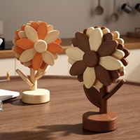 Support décoratif en bois pour sous-verres avec 5 pétales détachables pour la décoration de la cuisine et de la table à manger