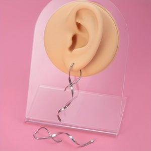 [Ensemble de 2 boucles d'oreilles en acier inoxydable] Boucles d'oreilles torsadées conçues <span class=keywords><strong>pour</strong></span> les femmes, adaptées aux piercings d'oreille, y compris le <span class=keywords><strong>cartilage</strong></span> - Product Image 3