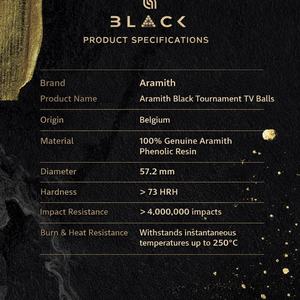 ชุดลูกสนุกเกอร์อารามิธ ทัวร์นาเมนต์ สีดำ ขนาด 57.2 มม. เทคโนโลยีดูราไมธ์ สำหรับการแข่งขันสนุกเกอร์ระดับมืออาชีพ ใช้ในการแข่งขันสนุกเกอร์ชั้นสูง - Product Image 5
