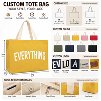 Sac fourre-tout en toile jaune naturel JC BASIC avec poignée, grande capacité, coutures durables, promotion de marque, vente en gros, marque privée