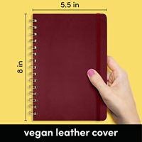 Carnet à spirales en cuir vegan L.11500, ligné, à ouverture plate, avec bande élastique, poche intérieure et autocollants bonus pour le bureau et les affaires