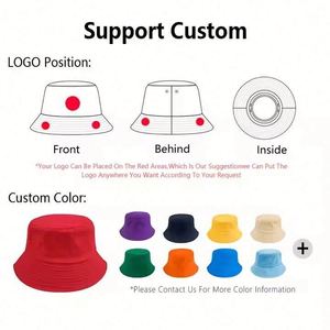 Wholesale Double Sided Reversible Custom Cartoon Leaf Embroidered Wide Brim Cotton Casual Bucket Hats for Men Women - Product Image 4