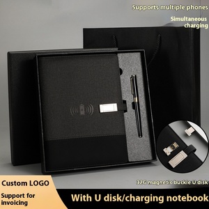 Customizable A5 Loose-Leaf Wireless Charging <strong>Notebook</strong> Business Multi-Function Leather Treasure <strong>Notebook</strong> 100 Sheets Gift Box Suit - Product Image 3
