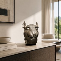Buste de Rongeur en Bronze Sur Mesure - Finition Marron-Gris Antique, Entièrement Adapté aux Vos Spécifications, Sculpture en Bronze