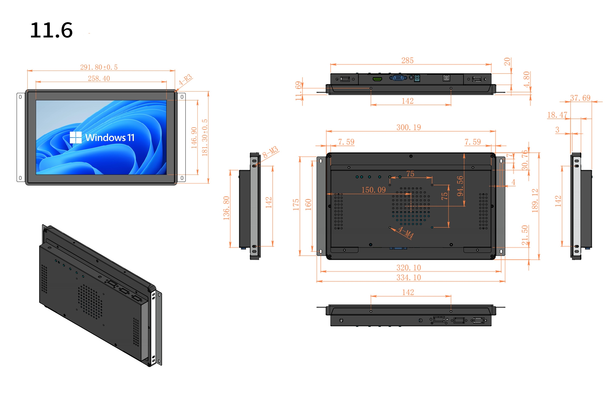 Monitor da 11,6"