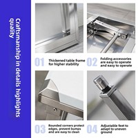 Plan de travail rectangulaire double couche pliable en acier inoxydable pour lavabo commercial, comptoir de préparation de cuisine, table de conditionnement et d'assiettage pour restaurant