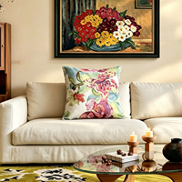 Housse de coussin de style artistique vintage en polyester, housse de coussin décorative