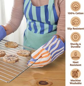 Vente en gros de gants de cuisine en silicone et coton résistants à la chaleur, avec logo personnalisé imprimé - Product Image 4