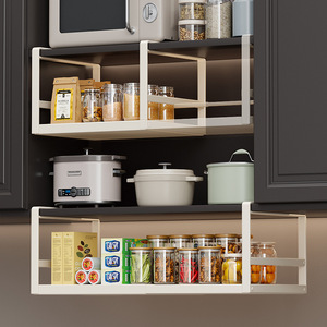 Wall Mounted <b>Kitchen</b> Shelves Rectangle Hanging <b>Storage</b> Organizer <b>For</b> Spice <b>Jar</b> And Cookware - Product Image 2