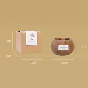Bougie aromatique en coquille de noix de coco naturelle, bougie ronde parfumée avec mèche en bois pour la décoration de la maison - Product Image 3