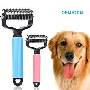 <span class=keywords><strong>Brosse</strong></span> de toilettage personnalisée pour animaux de compagnie, double face, pour démêler et éliminer les poils morts, peigne à sous-poil pour chiens et chats, <span class=keywords><strong>brosse</strong></span> à poils pour chiens, 2 pièces - Product Image 1
