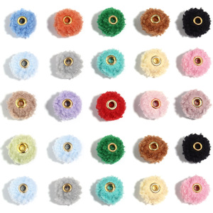 20mm große Löcher bunte runde süße Pompon Samt lose Flusen Kunststoff Harz Pelz Samt Perlen für Stift Schmuck Telefon Gurt Herstellung - Product Image 4