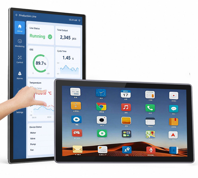 15.6-inch Wide-temperature Operating Industrial Control Touch Tablet Pc with External Barcode Scanning Device and No Fan Design
