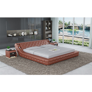 Alta qualità contemporanea a forma di curva con fibbia piena in pelle King Size letto matrimoniale con <span class=keywords><strong>luci</strong></span> a <span class=keywords><strong>Led</strong></span> a pavimento - Product Image 1