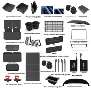 Accessoires intérieurs pour Tesla Model Y six places 12V : Nouvelles boîtes de rangement avant/arrière, repose-pieds en TPE/silicone/ABS - Product Image 1