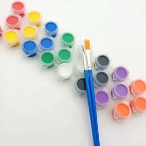Xin bowen Factory 8 Farben 3ML Acrylfarben-Topfset Ungiftige Acrylfarbe mit Pinsel