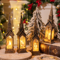 Dekorasi Natal Lampu Angin Gereja Hiasan Rumah Lampu Malam Kreatif Lampu Lilin Elektronik Hadiah Natal