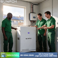 Batterie de stockage d'énergie SUNPOK 20 kWh 48 V 400 Ah murale, batterie Powerwall solaire LiFePO4, batterie à ions sodium