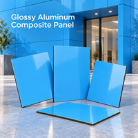Panneau composite en aluminium brillant de couleur personnalisée, revêtu de PE, 4 mm, 1220 x 2440 mm, pour revêtement mural intérieur