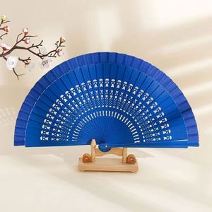 Abanico de Mano Portátil de Madera de Bambú de 33 cm, Manualidad DIY con Adorable Modelo Pintado y Tallado para Promoción de Fiestas o Publicidad - Product Image 6