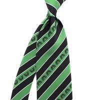 Cravates pour hommes de bonne qualité, cravate personnalisée avec logo, cravate d'école, anniversaire, microfibre, polyester, tissée, rayée, verte et noire