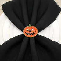 Anneau de serviette en métal en forme de citrouille souriante pour Halloween, décoration de table