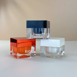 Envase de Lujo Vacío para Cosméticos y Crema Hidratante, 15g 30g 50g 100g, Tarro Cuadrado de Plástico Acrílico Negro con Protección UV para Gel de Uñas - Product Image 1