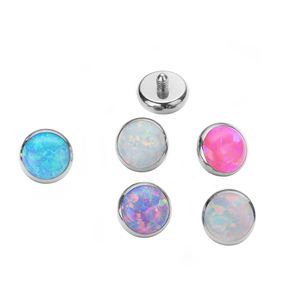 Bisel de titanio clásico para niños Selt Roscado Nariz <span class=keywords><strong>Labio</strong></span> <span class=keywords><strong>Piercing</strong></span> Extremos Superficie dérmica de ópalo ASTM F136 para compromisos de bodas - Product Image 1