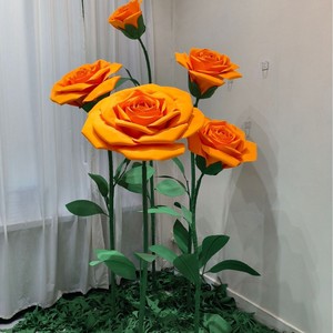 Decorazione per Eventi Nuziali, Composizione Floreale con Fiori Artificiali Giganti, Set <span class=keywords><strong>di</strong></span> Rose e Peonie Grandi in Organza e <span class=keywords><strong>Carta</strong></span> EVA - Product Image 4