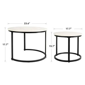 Set di 2 tavolini da caffè di nidificazione rotondi per piccoli spazi cerchio Accent tavoli per soggiorno balcone ufficio-risparmio di spazio durevole - Product Image 6