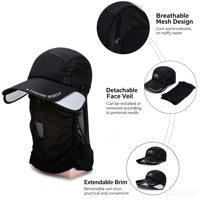 Gorra de Béisbol Unisex con Visera Desmontable Repelente a Insectos, Diseño de Malla Transpirable y Ala Extensible para Senderismo en la Selva