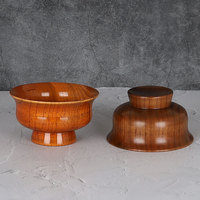 Bol à thé au lait mongol artisanal populaire en bois, bol rond tibétain en bois pour ghee, supporte logo personnalisé, bois massif naturel