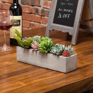 Commercio all'ingrosso 12 pollici rettangolare grigio cemento pentola finta pianta succulenta disposizione <span class=keywords><strong>per</strong></span> casa ufficio e giardino da tavolo decorazione - Product Image 3