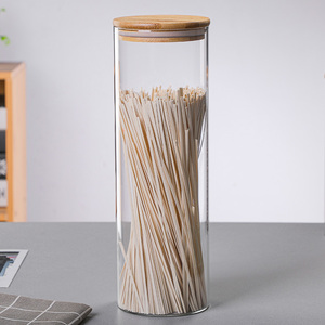 Verre écologique hermétique de stockage couvercles en bambou étiquettes de garde-manger de cuisine moderne pour la farine grains de café pour la fête - Product Image 2
