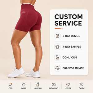Shorts Deportivos para Mujer, Tallas Grandes, Sin Costuras, Cintura Alta, Control de Abdomen, Efecto Levanta Glúteos, para Yoga y Fitness - Product Image 1