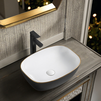 Vasque à poser sur comptoir en céramique de luxe pour salle de bain, design couleur personnalisé