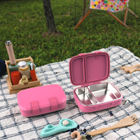 Aohea Plateau intérieur compact écologique à 2 compartiments en acier inoxydable pour écoliers Boîte à lunch multicolore