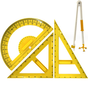 Juego de regla, compás y transportador magnético para triángulos rectos isósceles (matemáticas de primaria) - Product Image 1