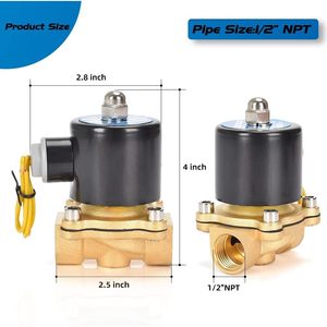 Vanne solénoïde électrique en laiton Cgele 12V 1/2 pouce normalement fermée pour eau, air, gaz, carburant, huile - Product Image 2