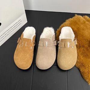 Zuecos <span class=keywords><strong>Birkenstock</strong></span> de Invierno con Suela Gruesa, Zapatos Planos de Corcho con Forro de Peluche Cálido y Antideslizante para Mujer, Pantuflas Peludas - Product Image 5