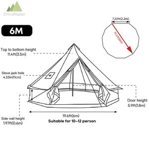 ShineMaster 6M 8M 10M 12M famille extérieur Glamping coton <span class=keywords><strong>yourte</strong></span> tipi tente <span class=keywords><strong>4</strong></span> <span class=keywords><strong>saisons</strong></span> touristique toile cloche tente à <span class=keywords><strong>vendre</strong></span> - Product Image 4