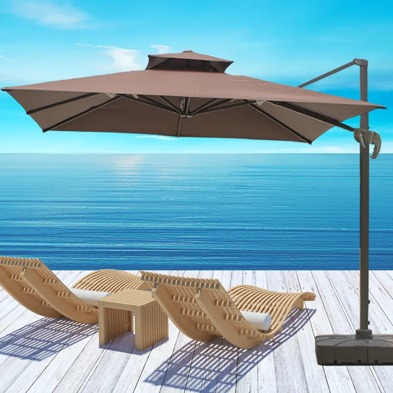 Parasol de Patio de pique-nique en aluminium imperméable carré, Parasol suspendu romain de grande taille de 3M, parapluie en porte-à-faux