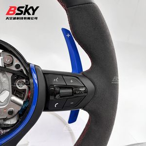 Paletas de Cambio Largas de Gamuza Azul para Volante de <span class=keywords><strong>BMW</strong></span> 320 <span class=keywords><strong>525</strong></span> F10 F30 E90 F70 E71 F31 F32 X5 X6 F01 F07 F20 F11 F22 F25 M3 M4 M5 - Product Image 3
