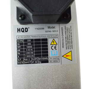 Hqd แกนหมุน2.2KW ER20อากาศเย็นมอเตอร์ไม้ไม่มีหน้าแปลนระบายความร้อนด้วยอากาศสำหรับชิ้นส่วนเราเตอร์2.2KW สปินเดิล - Product Image 2