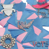Broches de corsage pour femmes Gamma Phi Sorority, rose clair, ruban bleu, VOTE, écusson grec, strass, pour mariage, fiançailles, fête