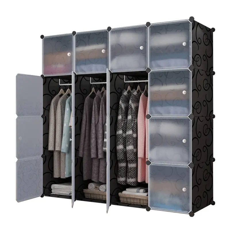 Plastic Cube Foldable Folding Wardrobe Diy Plastic Organizer Storage Box Cabinets Closet